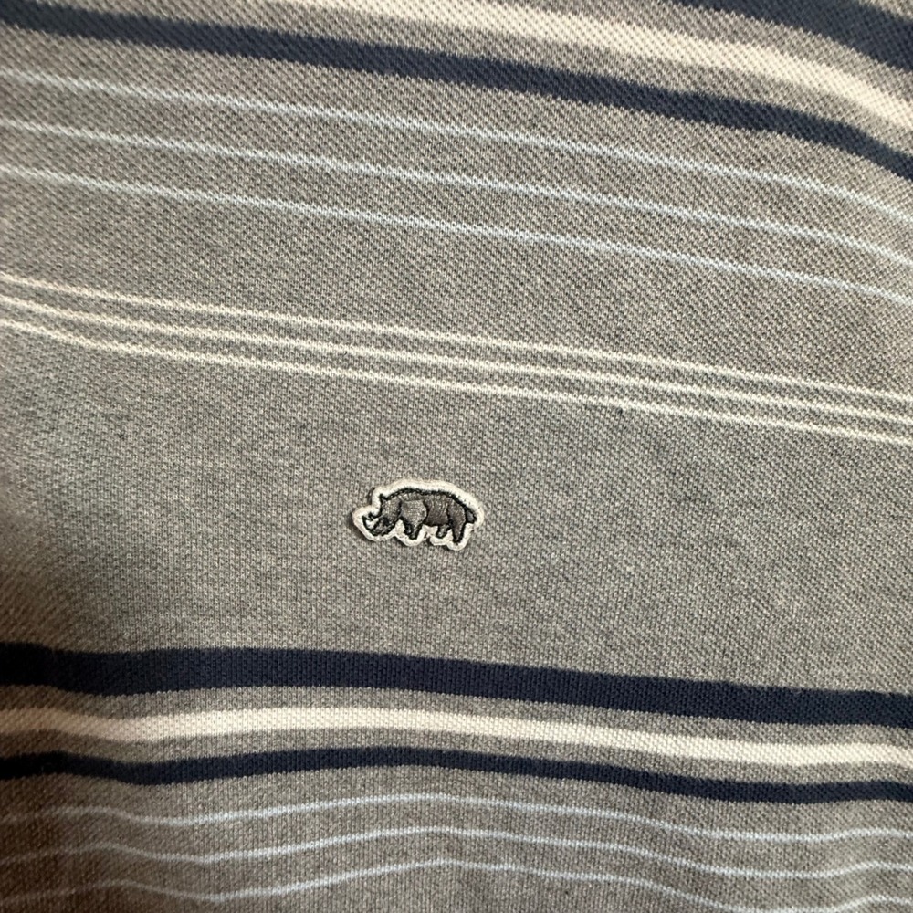 Ecko Unltd Mens XL Grey Striped Short Sleeve Polo Shirt Rhino Logo 100% Cotton - Picture 3 of 8